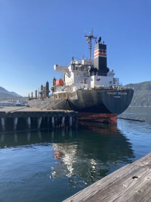 Freighter In Harbour Quay Marina